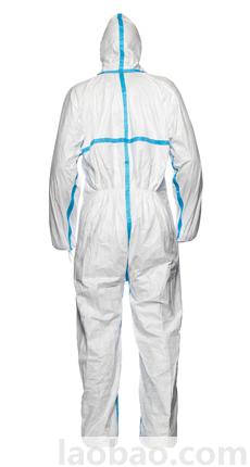 杜邦™ Tyvek® 600 Plus帶帽連體服縫線加貼膠條自粘合式拉鏈門襟和下巴門襟白色